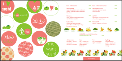 Zhiki sushi menu